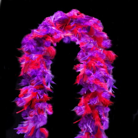 NEW Red Hat Ladies Feather Boa 6’ Purple & Red Fluffy - Picture 2 of 3